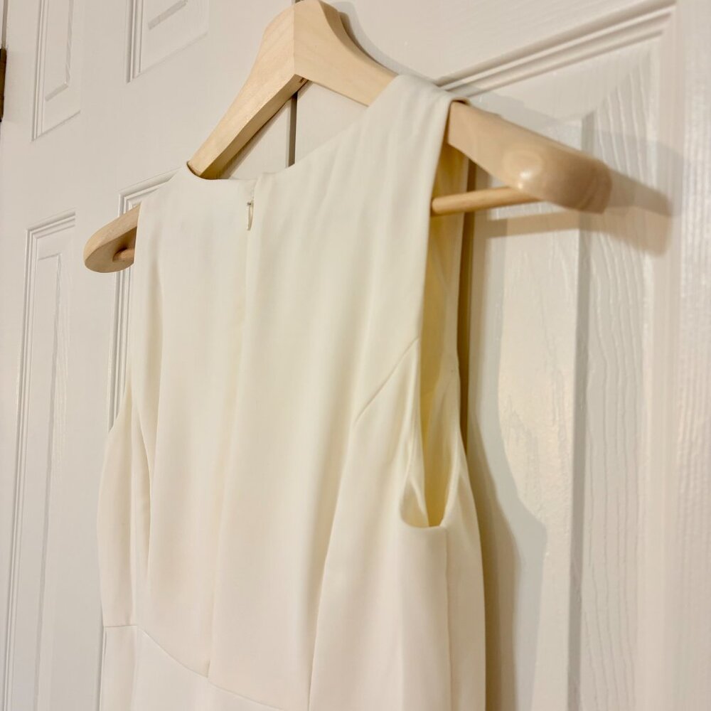 White House Black Market Flowy Wide Leg Overlay Ivory Jumpsuit 6P - Picture 8 of 12